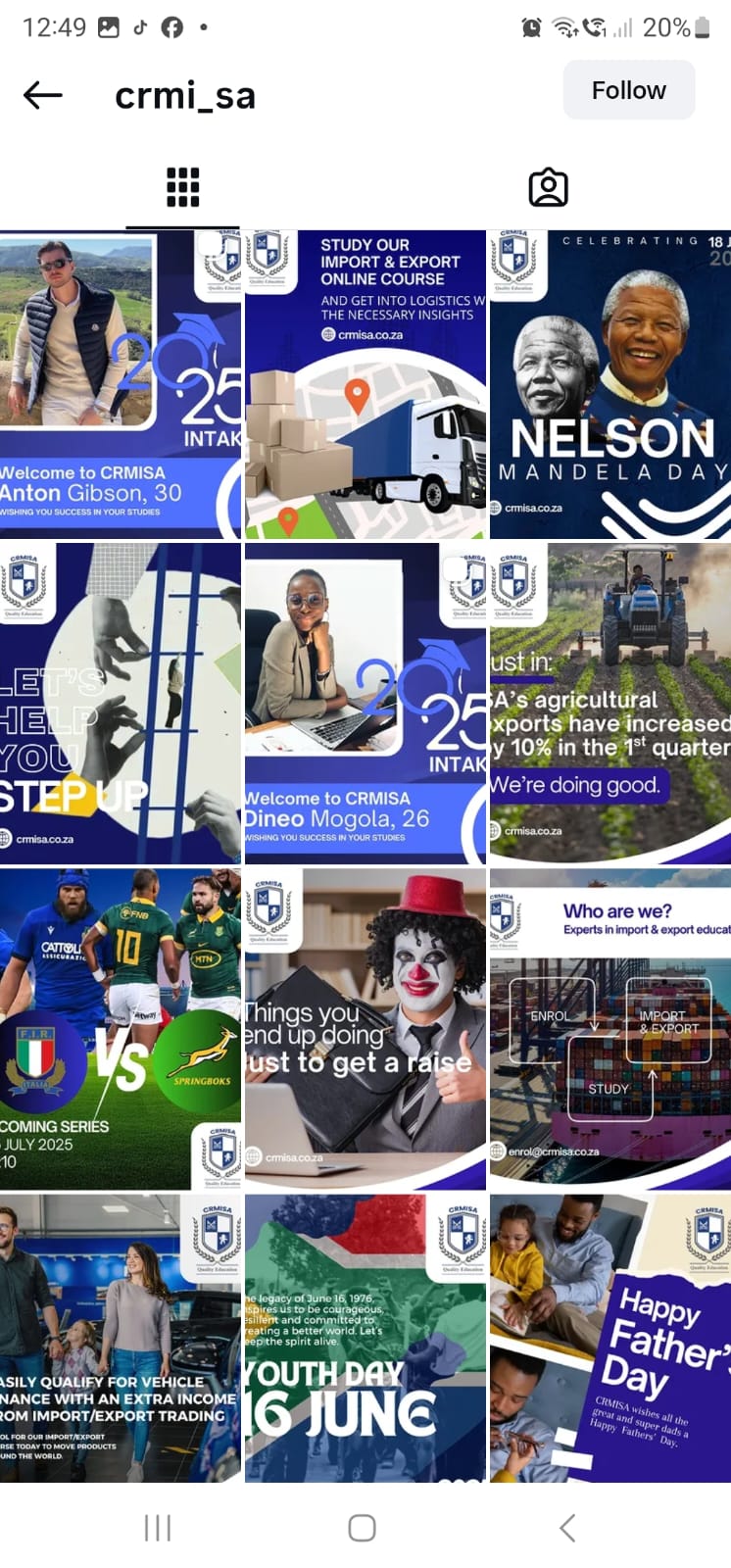 CRMSA Instagram grid